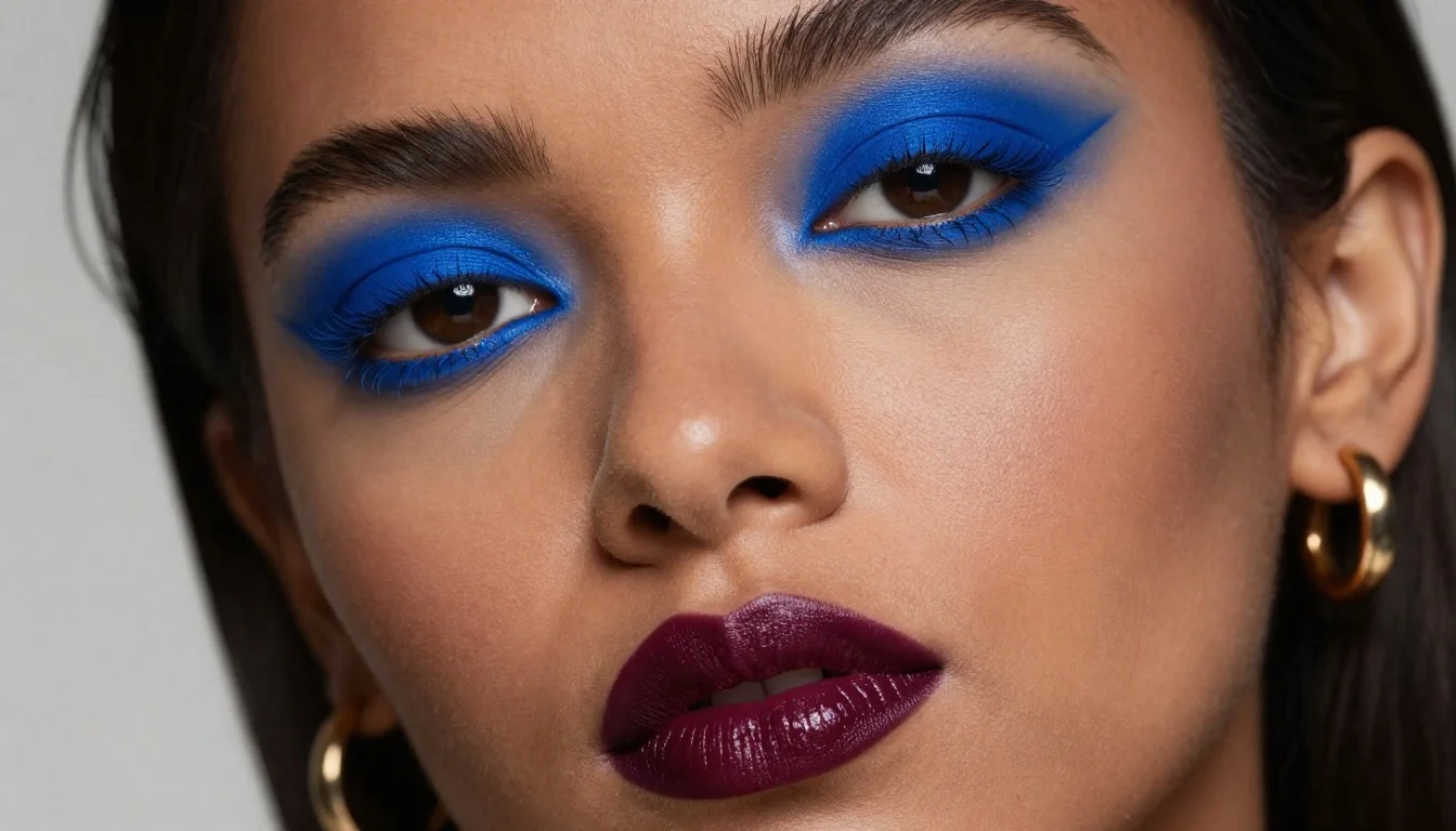 How to wear makeup for dark skin and brown eyes — pairing electric cobalt, deep violet, forest teal near the face