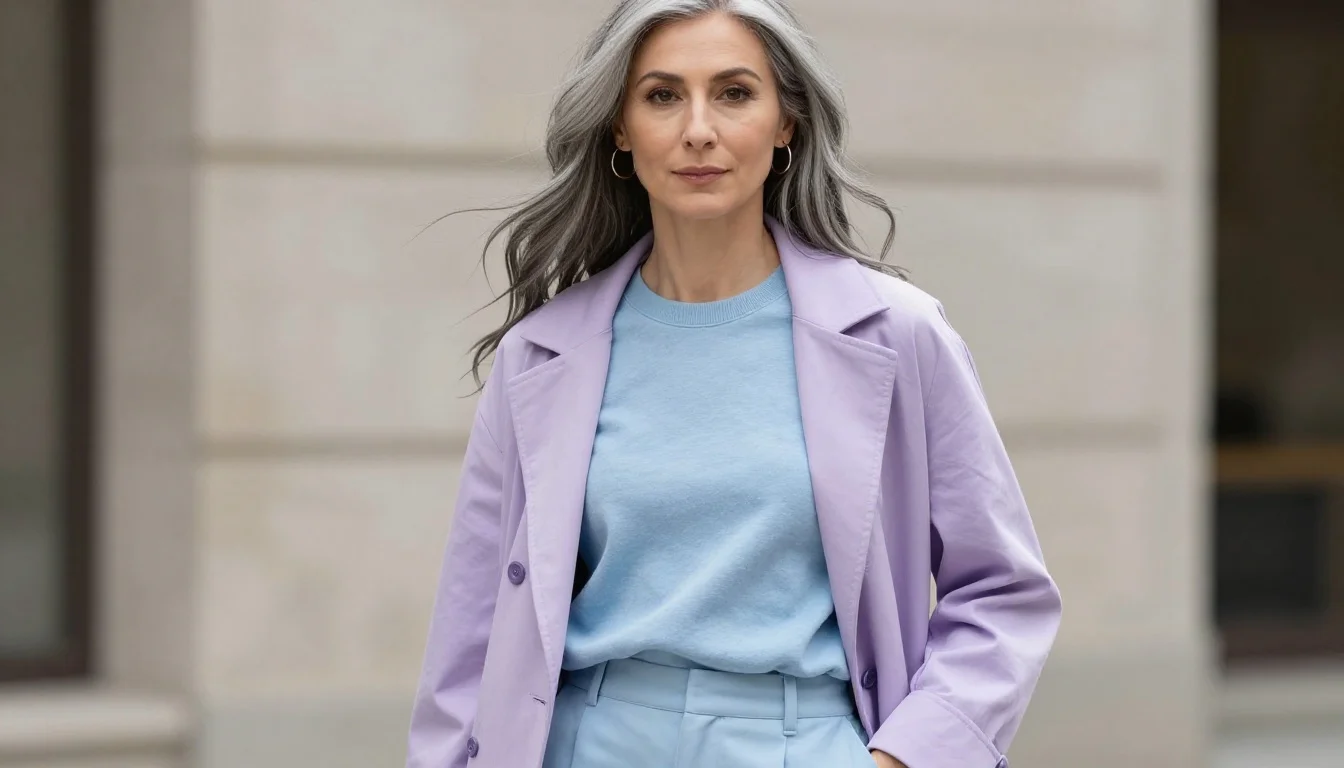 How to wear: Most Flattering Colors for Grey Hair | Make Your Silver Glow How to wear most flattering colors for grey hair | make your silver glow — pairing deep amethyst, rich violet, clear lavender near the face