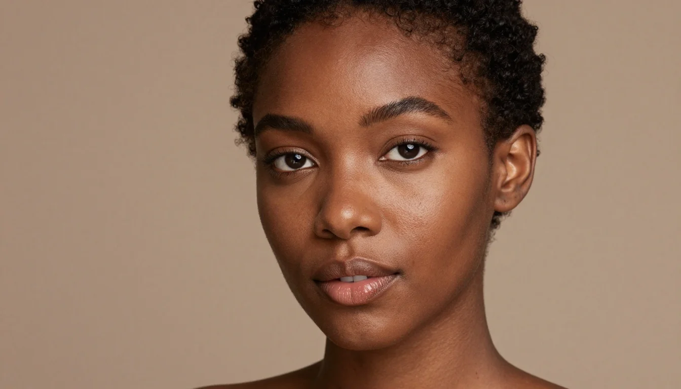 How to wear natural makeup for dark skin: no-makeup glow — pairing deep warm mahogany, rich espresso, deep neutral-warm brown near the face