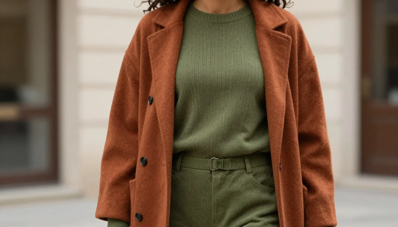 How to wear outfits for olive skin — pairing terracotta, rust, warm olive near the face