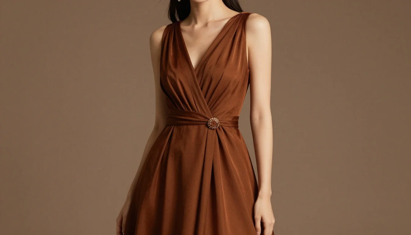 earth tones wedding guest dresses Tone Outfits Winter Formal Earth Tone Long Dresses Khaki Elegant Long Sleeve Woven Fabric Plain Fitted Non Earth tone bridesmaid color scheme