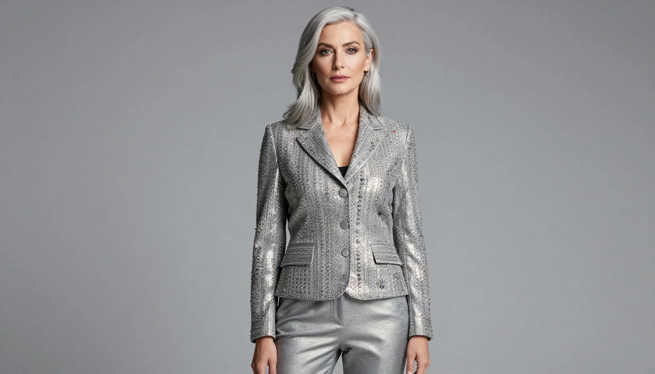 How to wear work outfits for grey hair — pairing sapphire blue, amethyst purple, deep teal near the face
